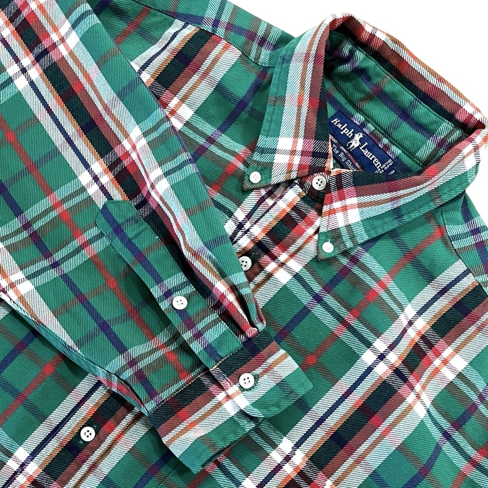 Vintage Ralph Lauren The Big Shirt Flannel Button‎ Down Mens L Plaid Oversived